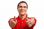 Young Man Showing Thumbs Up Stock Photo