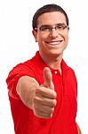 Young Man Showing Thumbs Up Stock Photo