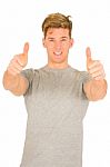 Young Man With Thumbs Up Stock Photo