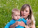 Young Mother With Her Son Stock Photo