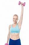 Young Sporty Woman Holding Dumbbells Stock Photo