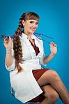 Young Student Of Medicine With Stethoscope Stock Photo