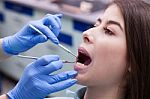 Young Woman At The Dental Office Stock Photo