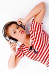 Young Woman Fond Of Music Stock Photo