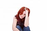 Young Woman In Depression Stock Photo