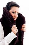 Young Woman In Fur Jacket Stock Photo