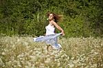 young Woman In Meadow Stock Photo