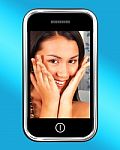 Young Woman On Mobile Phone Stock Photo