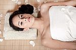 Young Woman Relaxing And Getting Ready For Spa Treatment Stock Photo