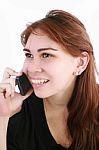 Young Woman Talking Over Cellphone Stock Photo