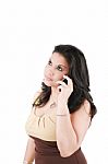 Young Woman Talking Over Phone Stock Photo
