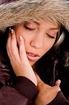 Younger Woman Listening Music Stock Photo