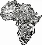 Zebra And Leopards On The Map Of Africa Stock Photo